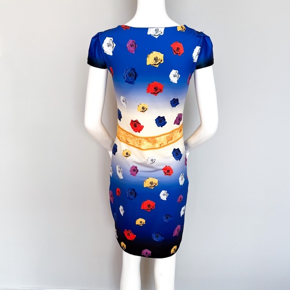 Red Tulip Mini Bodycon Stretch Floral Summer Dress Blue Multicolor Roses Dali 4 - Picture 7 of 16